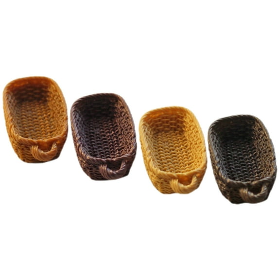 CATIEBYE Miniature Basket Decor Resin Mini House Furniture 4Pcs