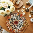 thumbnail image 2 of Burnt Orange Green Round 13 Inch Placemats Set of 6, Vintage Abstract Flowers HeatResistant Non Slip Place Mats for Dining Table, Wipeable Braided Kitchen Table Mats for Housewarming, 2 of 9