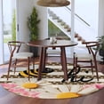 thumbnail image 3 of Spring Bees Daisy Round Area Rug 5Ft Washable Circle Rugs for Living Room Bedroom, Rustic Tulips Dots Brown Striped Burlap Non-Slip Carpet Floor Mats Indoor Outdoor Carpet Runner Aesthetic Home Decor, 3 of 8