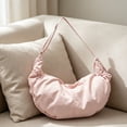thumbnail image 4 of Bolso bandolera para mujer con borla plisada, bolso de hombro en forma de media luna, bolso de nylon tipo dumpling | Gran capacidad para portátil, tableta y cartera | Tejido suave repelente al agua, 4 of 6