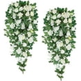 thumbnail image 2 of FIDAC 2 Packs Artificial Flowers, 3.12ft White Rose Vines Fake Plants Hanging Floral Vine for Garden Home Decor, 2 of 10