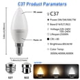 thumbnail image 4 of Bombilla LED de Golf para decoración del hogar, luz de vela de 6 piezas, G45, C37, E14, E27, B22, 3W, 5W, 6W, 7W, AC120V, AC230V, 4 of 4