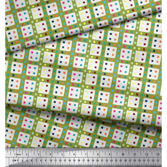 Soimoi Cotton Voile Fabric Geometric Check Fabric Prints by Yard 56 Inch Wide