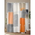 thumbnail image 4 of Abstract Color Block Shower Curtain Set ，Waterproof Fabric Shower Curtains Grey Orange Impressionist Modern Shower Curtains for Bathroom,Bathroom Decor 72"x72", 4 of 6