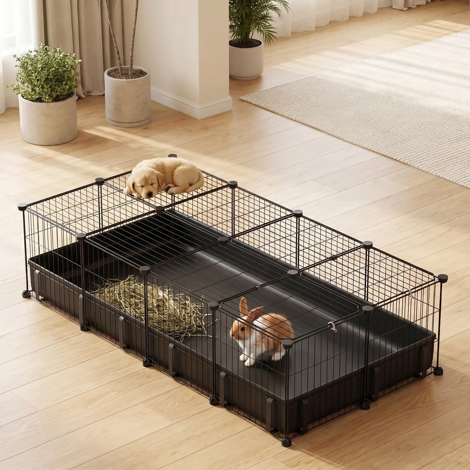 Guinea Pig Cages 47x24x12 Waterproof Pet Playpen Small Animal Cage DIY Metal Pet Enclosure Rabbit Cage with 20 Panels for Bunny Hedgehogs Chickens Ducklings Rabbits Hamsters Indoor Outdoor