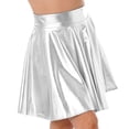 thumbnail image 3 of Alvivi Women's Glossy Metallic Flared Pleated A-Line Mini Skater Skirt Dance Wear Holographic Skirts Silver B XL, 3 of 5