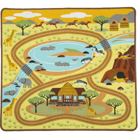 36 Round Hooked Rug - Melissa and Doug Round the Savanna Safari Activity Rug, 39