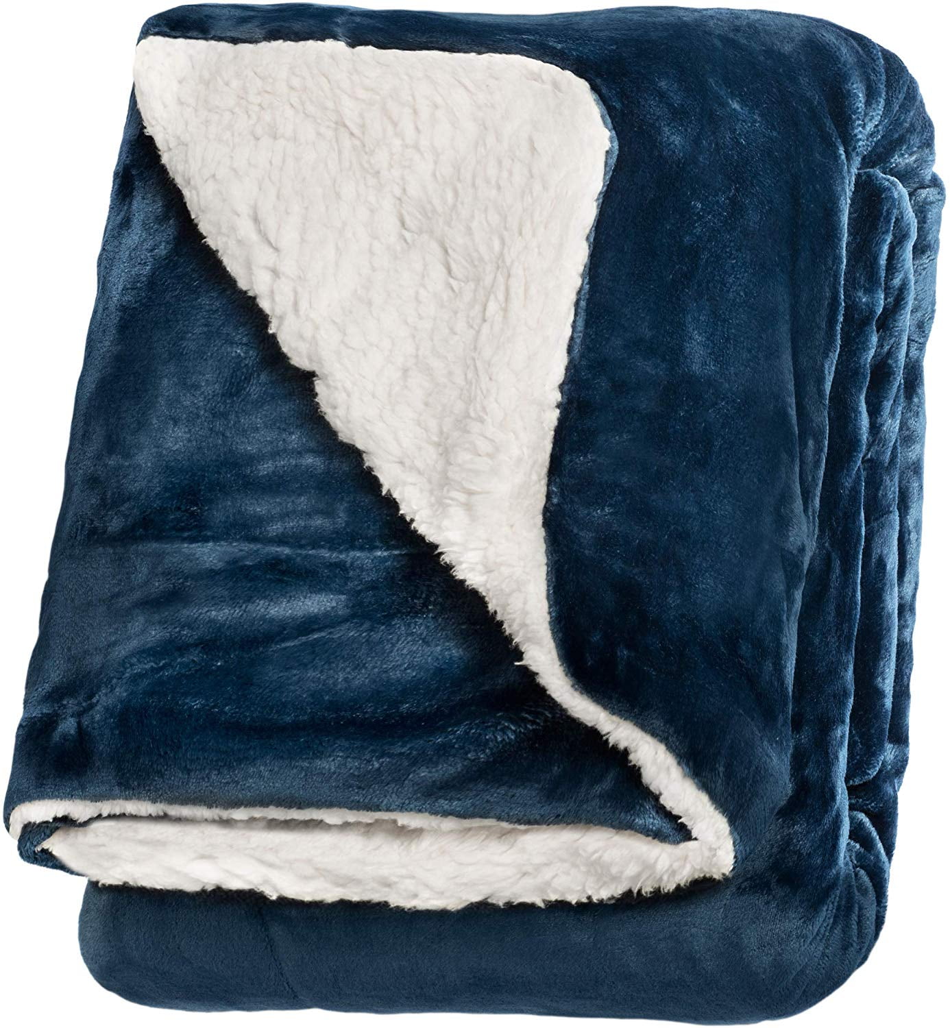 Life Comfort Microfiber Plush Polyester 60”x70” Large All Season Blanket for Bed or Couch Ultimate Sherpa Throw Blue 1152843