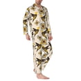 thumbnail image 2 of Uemuo Yellow Flowers Hummingbird Pattern 2-Piece Loungewear Set - Men’s Soft Sleepwear, Cozy Winter PJs, Comfy Sleep Set-XX-Large, 2 of 7