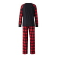 thumbnail image 3 of Elippeo Christmas Family Pajamas Matching Set Letter Print Long Sleeve Tops and Plaid Pants Sleepwear, 3 of 10