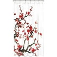 thumbnail image 5 of Red Floral Shower Curtain for Bathroom 60Wx72L Inch Cherry Blossom Flower Plum Asian Japanese Aesthetic Watercolor Traditional Weeping Branch Ink Scenery Waterproof Polyester Fabric Bathtub, 5 of 6