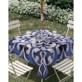 thumbnail image 3 of Square Outdoor Tablecloth with Umbrella Hole Blue Purple Boho Outside Table Cloth Waterproof Patio Table Cover Vintage Abstract Flowers Zipper Tablecloths for Picnic Party Camping 54x54 Inch, 3 of 8