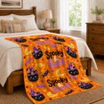 thumbnail image 6 of pointed-hat character Hat Cats With confection illustrations And Moons, Soft Flannel Blanket, Playful autumn celebration Cartoon Home Decor for Bedroom and Living Room, Housewarming Gift, 6 of 7