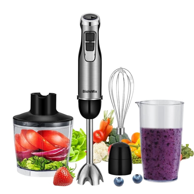Mistaha BioloMix Stainless Steel Hand Blender, 800 Watt Immersion Blender Set, 6 Speeds, 500ml Measuring