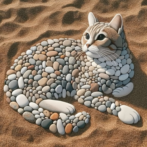 5D DIY Artificial Full Diamond Painting Set - Adult Beginner, Cartoon Pebbles Kitten Art Design Diamond Art, Sparkling Rhinestone, for Home Wall Decor & Gift - Perfect for Art Lovers & Adults