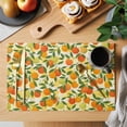 thumbnail image 2 of Green Orange Placemats Set of 12 Summer Botanical Leaves Watercolor Checkered Place Mats Indoor Wipeable Table Mats Washable Dining Table Placemats for Kitchen Holiday Party Home Decor 13x19 Inch, 2 of 9