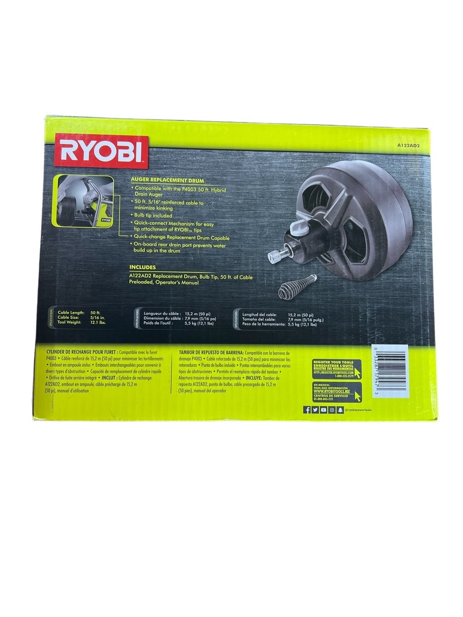 CLEARANCE 50 ft. Auger Replacement Drum for RYOBI Hybrid Drain