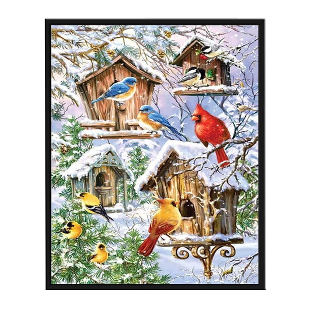 Juego de bordado completo de loro de nieve de 11 quilates, impresión de punto de cruz, regalo de costura, regalo DIY Likrtyny decoración de arte