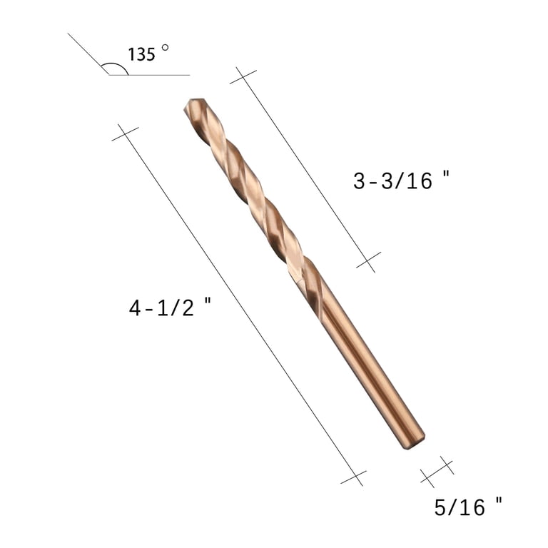 Drillforce 10-Piece 1/4 Inch Cobalt Drill Bit Set – M35 HSS Jobber Length Twist Bits, Ember Finish, For Metal & Steel