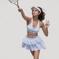thumbnail image 3 of Women's Athletic Pleated Mini Skirt with Double Layer Mesh Design and Contrast Waistband - X Large, White, 3 of 6