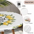 thumbnail image 3 of Summer Yellow Lemon Round Tablecloth for 45-54 Inch Tables, Fitted Table Cover with Elastic Edge, Black Buffalo Plaid Farmhouse Waterproof Outdoor Table Cloth Protector for Patio Garden Dinner Picnic, 3 of 9