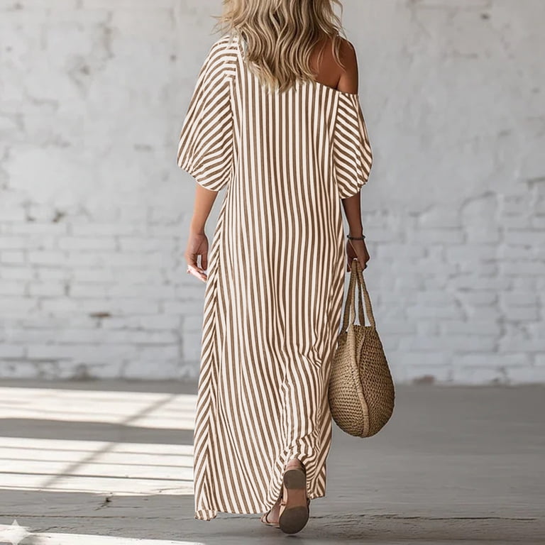 diagonal stripe maxi dress Diagonal Stripe Feather Hem Maxi Dress Swoon Boutique New Orleans