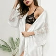 thumbnail image 7 of Roleplay Lingerie For Women Silk Satin Kimono Robe Bathrobe Belt Pajamas Sleepwear Dress White L, 7 of 7