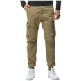 thumbnail image 3 of UVEASISHA Mens Lightweight Cargo Pants Quick Dry Casual Hiking Travel Pants Stretch Slim Fit Work Pants for Men Drawstring Joggers with Zip Pockets Khaki XL, 3 of 8