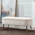 thumbnail image 1 of Heavenly Collection | Storage Bench - Modern Bouclé Ottoman with Hidden Storage & Gold Metal Legs, 1 of 7
