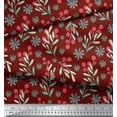 thumbnail image 3 of Soimoi Red Heavy Satin Fabric Snowflake & Red Berries Fruits Printed Fabric 1 Yard 54 Inch Wide, 3 of 3