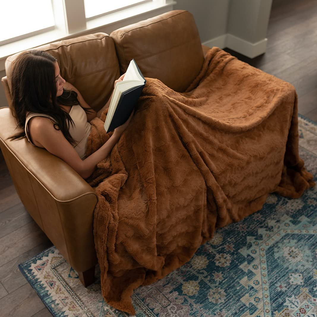 Oversized Softest Warm Elegant Cozy Faux Fur Home Throw Blanket 6HTOOQ x 8HTOOQ by Graced Soft Luxuries Camel Walmart