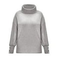 thumbnail image 3 of Women plus Size Sweaters for Fall Sweater Tops Pullover Long Turtleneck Knitted Button Loose Women Sleeve Sweater, 3 of 9