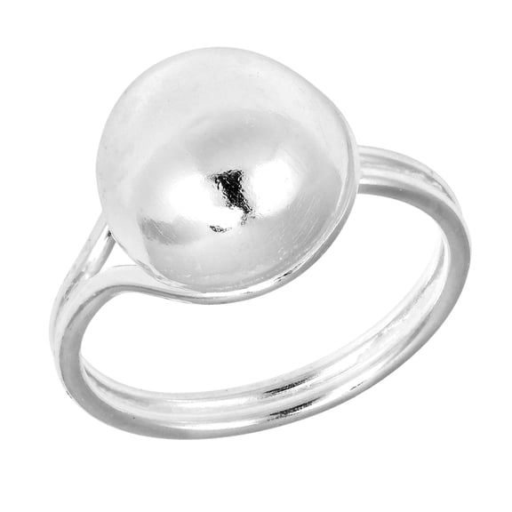 Shiny Glamour Dome Ball Sterling Silver Ring for Female Adult Anniversary Size - 7
