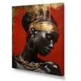 thumbnail image 2 of Designart "Diva African American Woman in Gold & Red II" Fashion Canvas Wall Art - Glam Gold Woman Egyptian Entryway Wall Art Print, 2 of 6