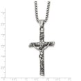 thumbnail image 5 of Diamond2Deal Stainless Steel Antiqued and Polished INRI Crucifix Pendant on a Box Chain Necklace for Men 22", 5 of 6