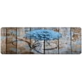 thumbnail image 5 of Farmhouse Floral Flower Bath Mat, Dahlia Rustic Wooden Plank Country Barn Wood Blue Flower Non-Slip Flannel Soft Doormat Floor Entryways Outdoor Indoor Front Door Mat, (16X48), 5 of 6