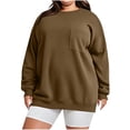 thumbnail image 6 of Binmer Women’s Plus Size Crew Neck Long‑Sleeve Sweatshirt, Oversized Casual Solid Color Pullover Top with Front Pocket,Sizes L-5XL, 6 of 9