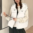 thumbnail image 2 of Feancey Womens Down Coats with Hood Winter Thick Warm Puffer Vest Lightweight Zip Up Quilted Waistcoat Drawstring Hooded Padded Vest with Pockets White XXL, 2 of 10