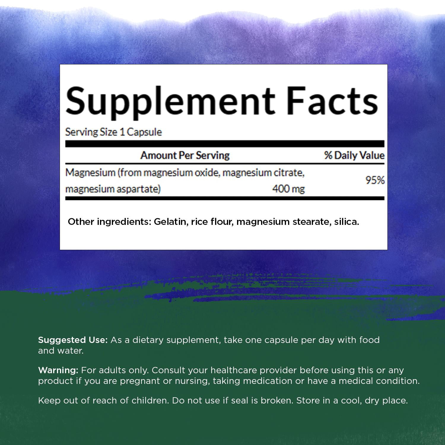 Swanson Triple Magnesium Complex Capsules, Citrate, Oxide, Aspartate, 400 mg, 300 Count