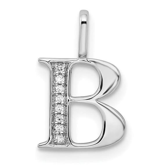 14K White Gold Diamond 0.028-CT Letter B Initial Charm Pendant