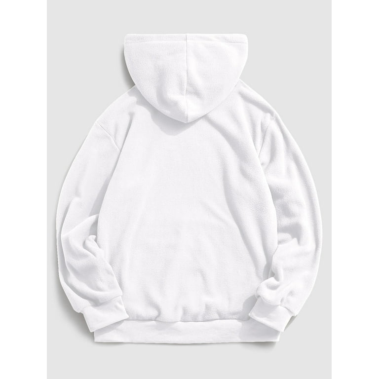 ZAFUL for Junior Letter Graphic Embroidered Fleece Mask Hoodie White M