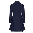 thumbnail image 5 of XPMWRP Women's Double Breasted Mid Long Trench Coat Classic Lapel Windproof Overcoat Solid Color Fall Winter Fashion Jackets with Pockets Blue M, 5 of 6
