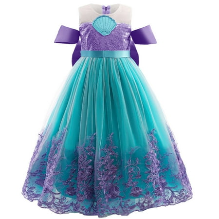HAWEE Girls Mermaid Costume Princess Dress Up Lace Off Shoulder Evening Elegant Dress