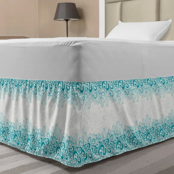 Turquoise Bed Skirt Abstract Fl, Turquoise King Size Bed Skirt