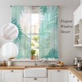 thumbnail image 3 of Teal Palm Leaves Sheer Curtains 72 Inches Long, Summer Tropical Plants Botanical Light Filtering Window Curtains for Living Room/Bedroom, Rod Pocket Voile Sheer Curtain Drapes, 52"W x 72"L, 2 Panels, 3 of 9