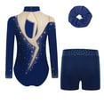 thumbnail image 7 of iiniim Little Girls Dance Unitards Biketards with Scrunchie 3Pcs Gymnastic Tracksuit Ballet Leotard A Navy Blue 6, 7 of 7