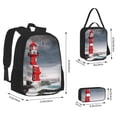 thumbnail image 4 of Naloa 3d Lighthouse in the Surf Print Large Capacity Backpack Lunch Bag Pencil Case Combination 3 Piece Set for Student, 4 of 8