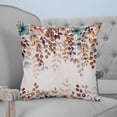 thumbnail image 4 of Pillow Covers 16x16 Set of 2, Orange Eucalyptus Leaves Throw Pillow Covers Decorative Couch Cushion Cover, Botanical Fall Rustic Beige Microfiber Soft Square Pillowcases for Bedroom Living Room Sofa, 4 of 7