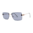 thumbnail image 2 of Womens Slick Minimal Luxury Rimless Rectangle Retro 90s Sunglasses Gold Black, 2 of 4