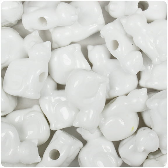 BeadTin White Opaque 23mm Cat Pony Beads (24pcs)